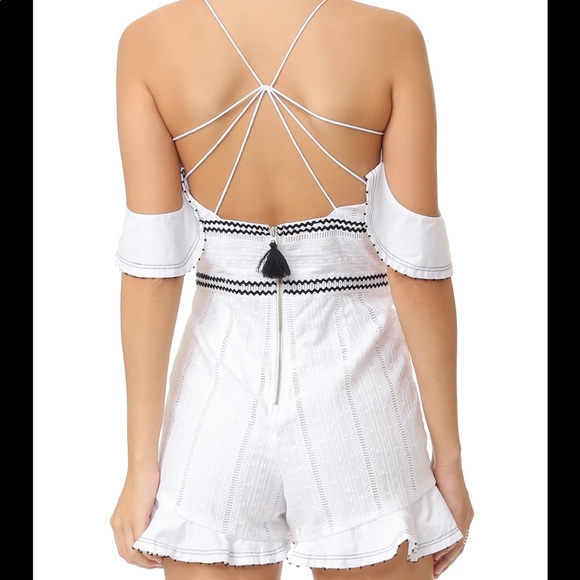 Saylor Shayna Zigzag Romper White Navy Size Small - Picture 2 of 5